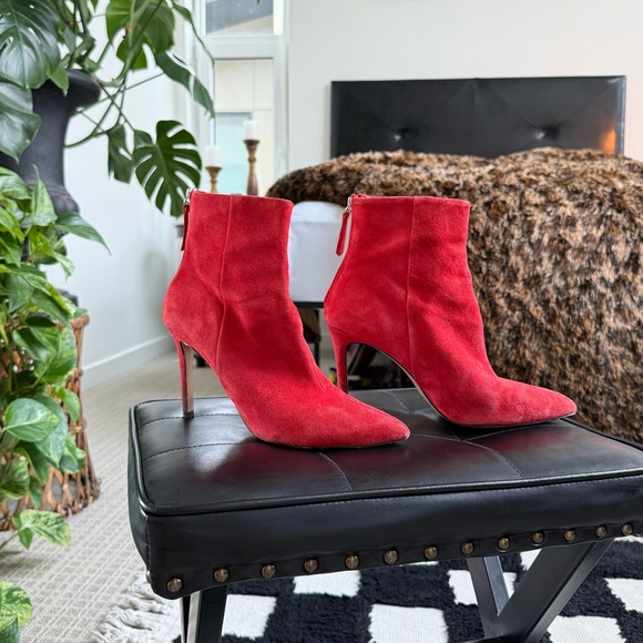 Steve Madden Shoes - Steve Madden Red Suede Stiletto Ankle Boots